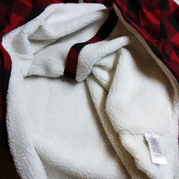 NWT Natural Reflections sherpa lined jacket size XL red & black check - Picture 10 of 16